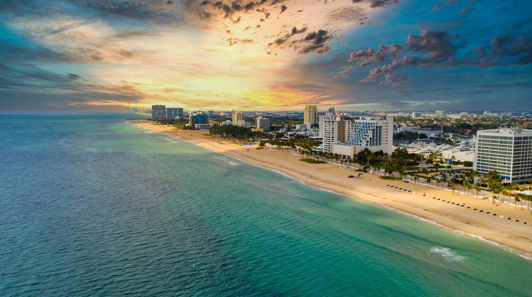 Dramatic sunset over Fort Lauderdale beach FL