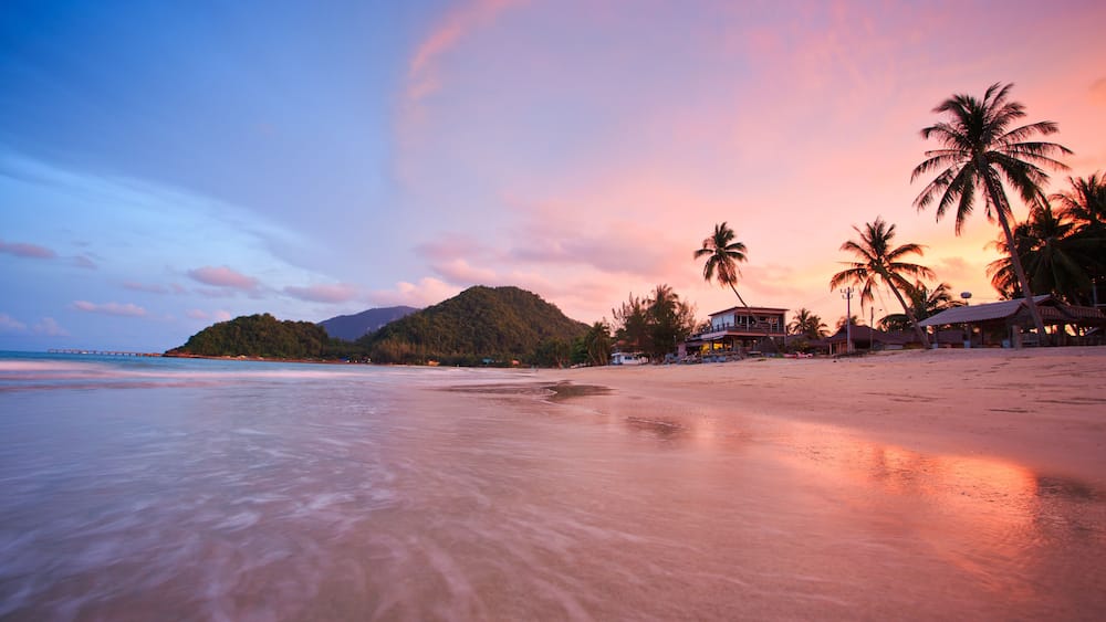 Beautiful beach sunset at Khanom, Thailand; Shutterstock ID 184922594