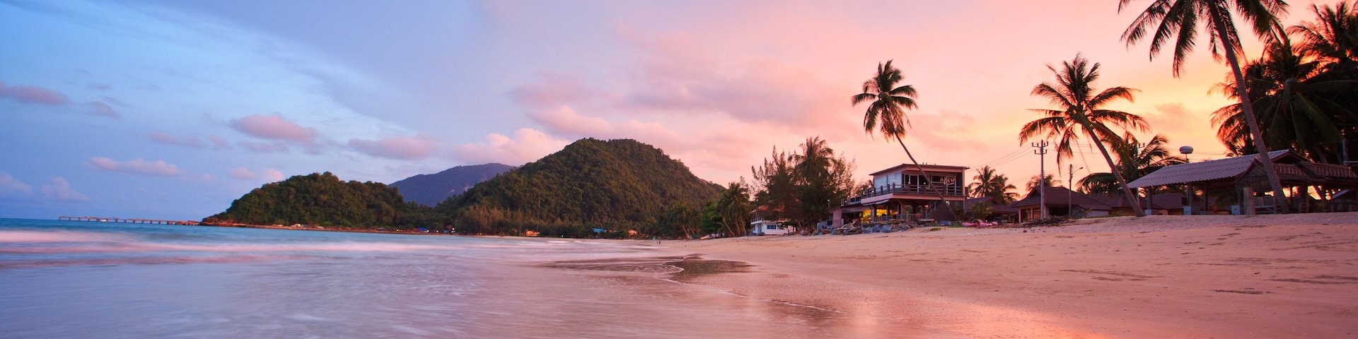 Beautiful beach sunset at Khanom, Thailand; Shutterstock ID 184922594