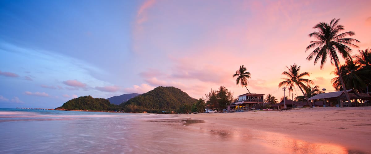Beautiful beach sunset at Khanom, Thailand; Shutterstock ID 184922594
