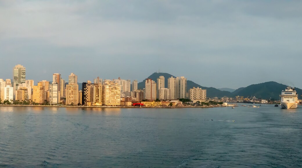 The skyline of the seaport of Santos, the largest port in the southern hemisphere, São Paolo, Brazil