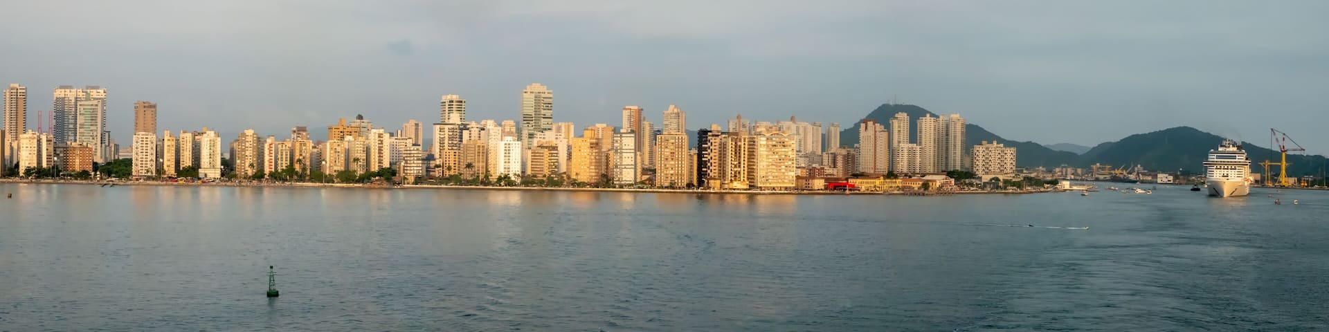 The skyline of the seaport of Santos, the largest port in the southern hemisphere, São Paolo, Brazil