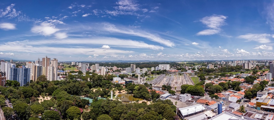 Sao Jose dos Campos city with cloudy sky panorama view - Sao Paulo, Brazil