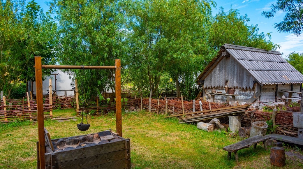 Wooden huts at Foteviken viking museum in Sweden