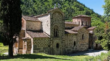 The historical stone church of Panagia at the Pyli village in Thessaly, Greece