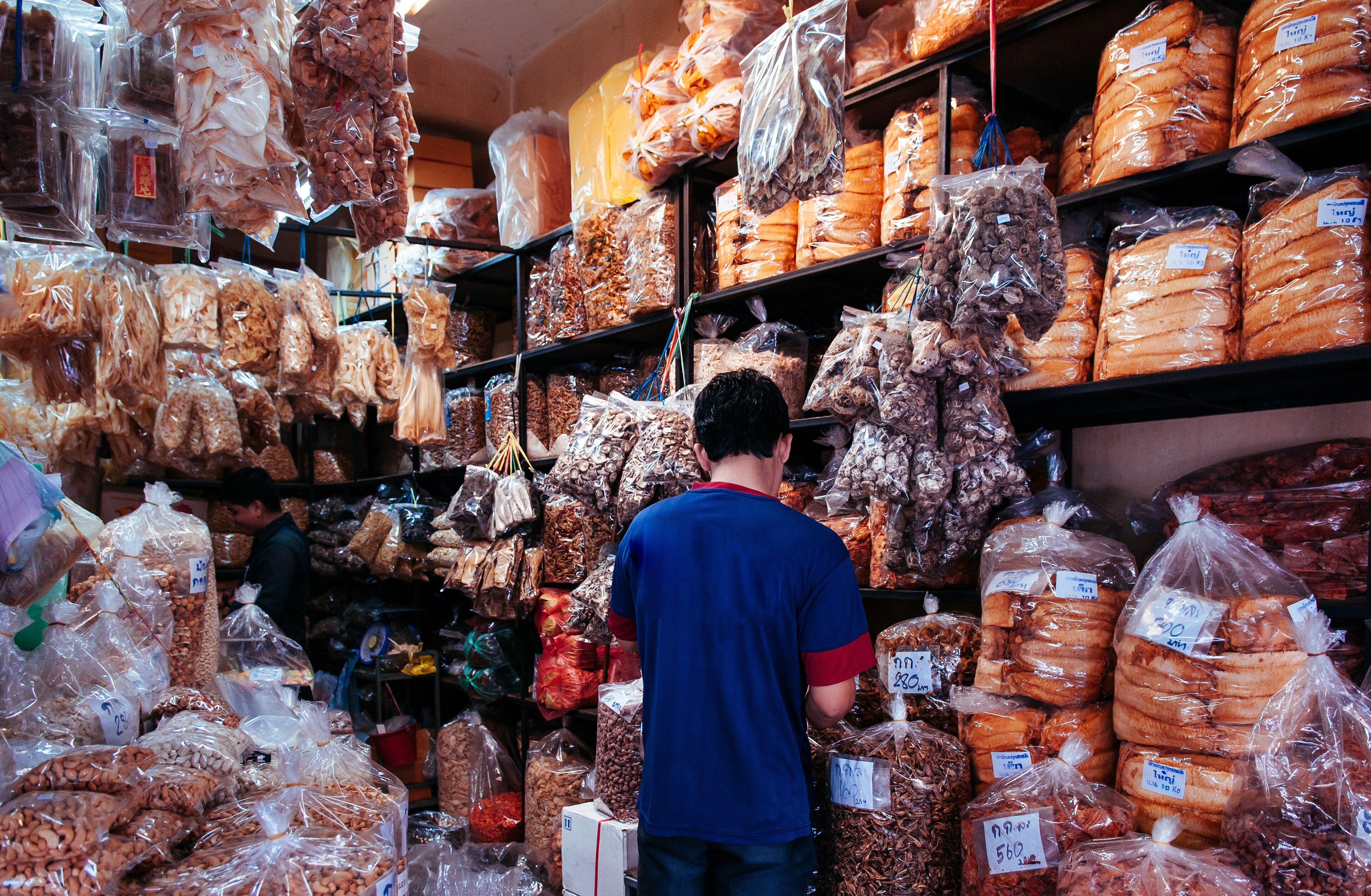 Dried ingredients and dried seafood shop at Kim Yong Market, Songkhla - Thailand