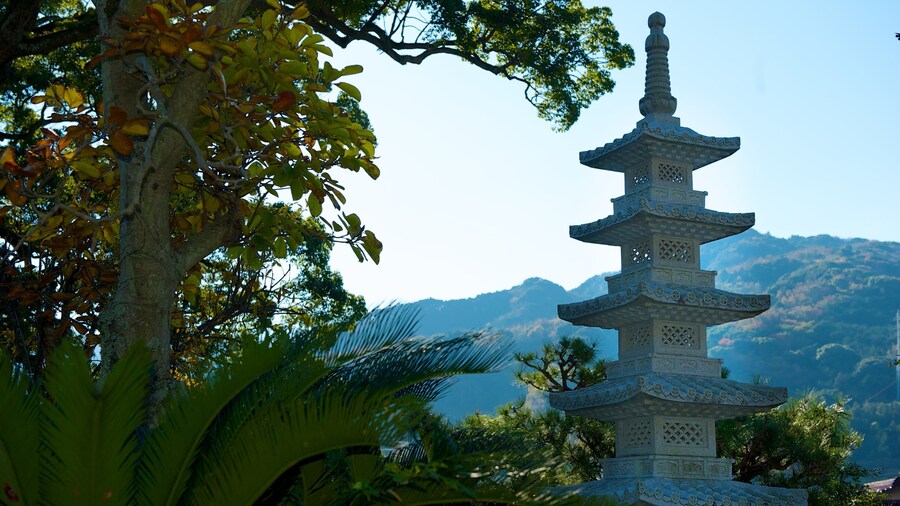 Anrakuji Temple showing heritage architecture, landscape views and a temple or place of worship