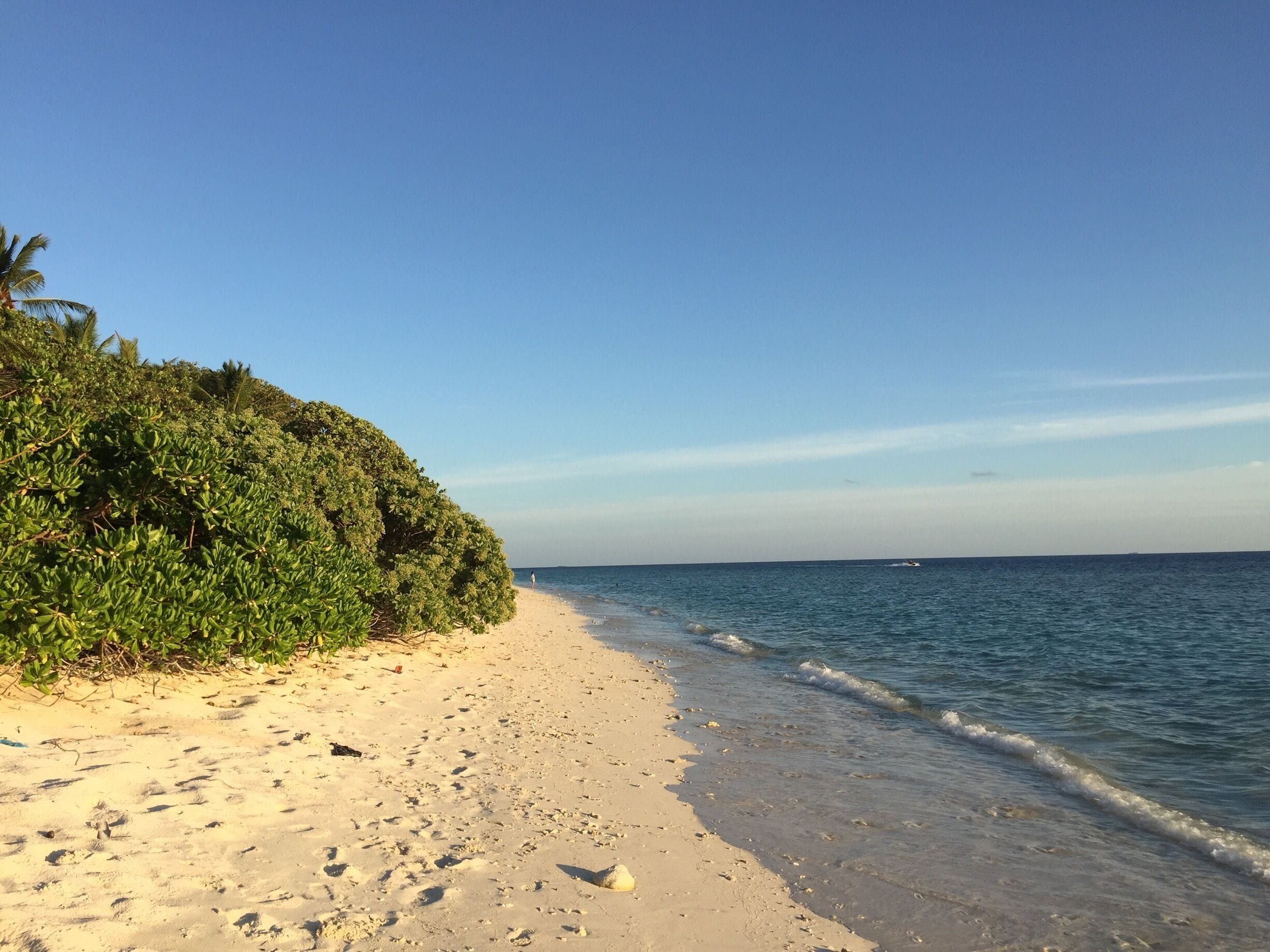 Green trees white sandy beaches and various shades of blue....!!!
