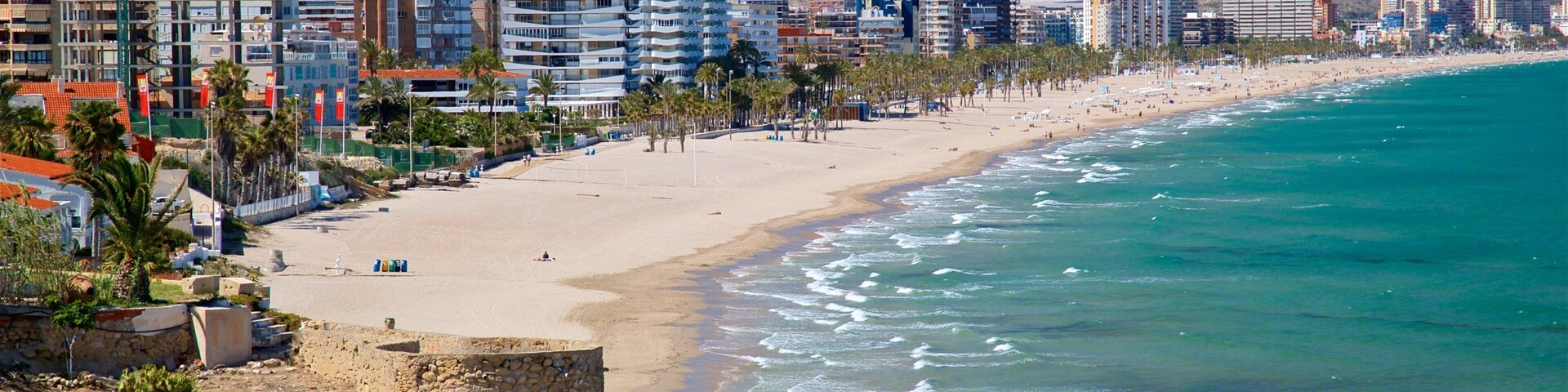 Cabo de las Huertas featuring a beach, a coastal town and landscape views