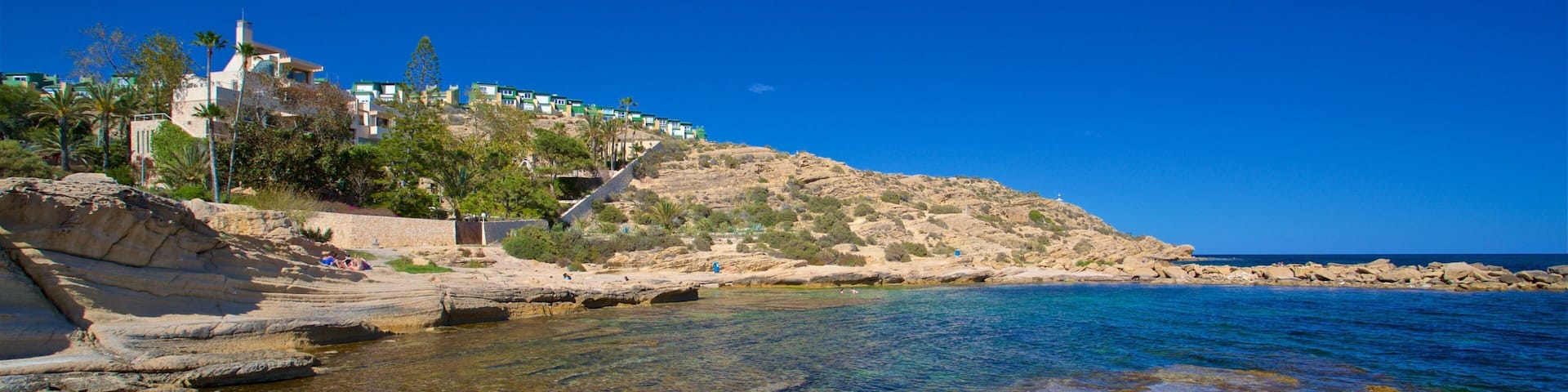 Cabo de las Huertas showing rugged coastline and general coastal views