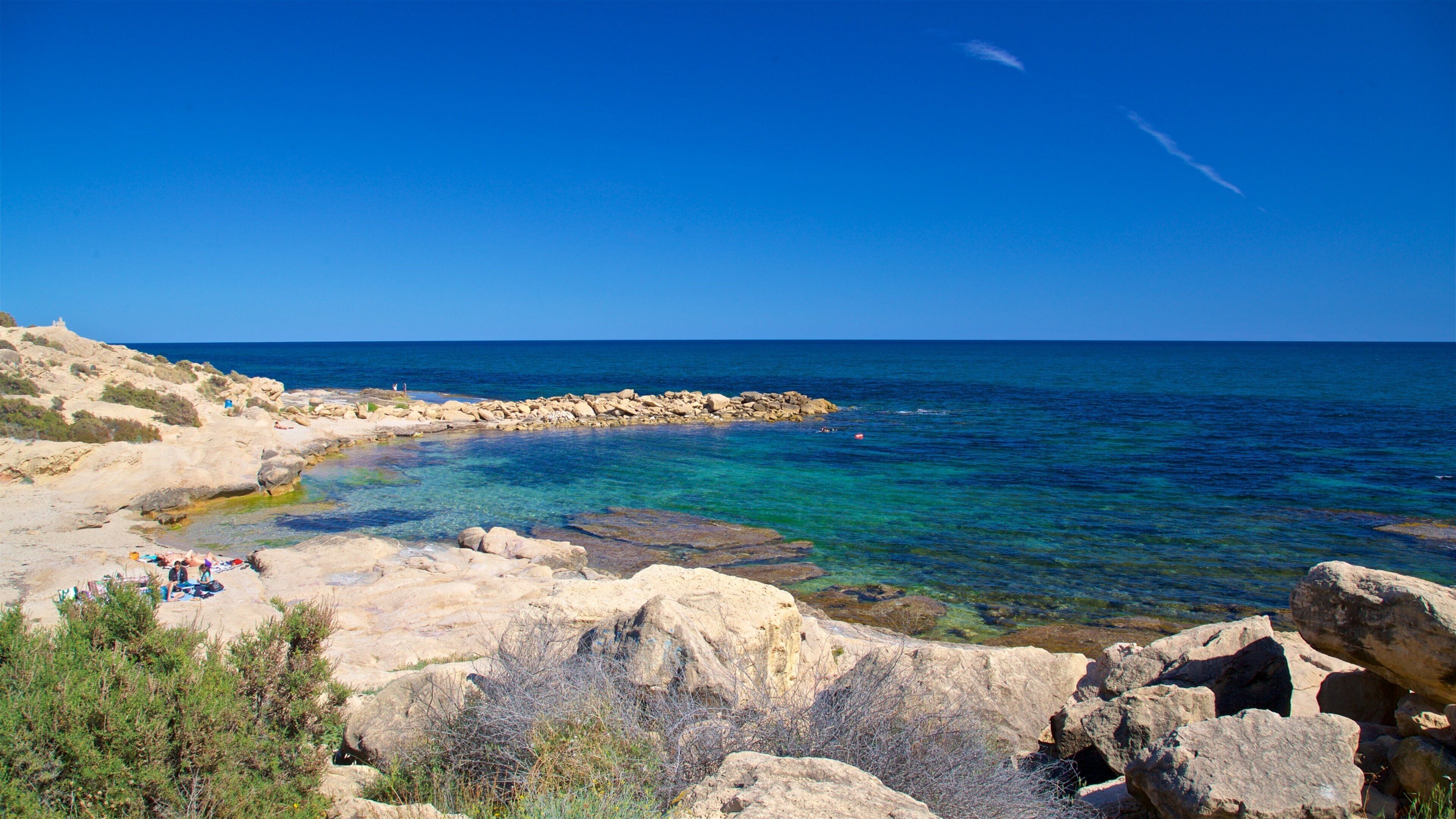 Cabo de las Huertas showing general coastal views and rocky coastline