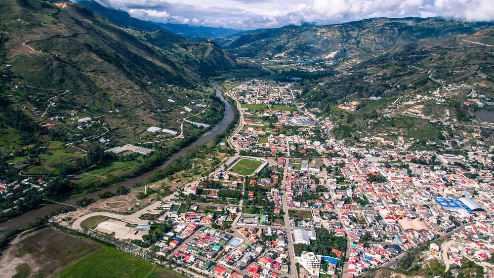 Aerial view of Paute, Azuay Province, Ecuador