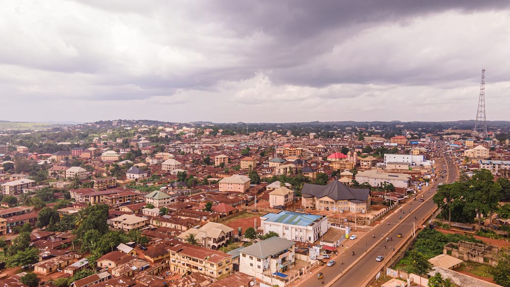 An aerial view of the city of Nsukka, Enugu, Nigeria