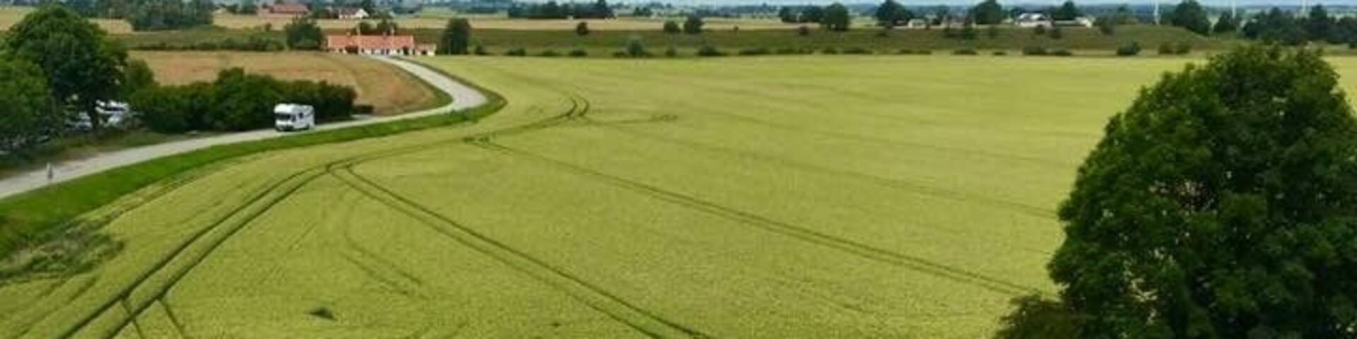 View from the medieval castle. Glimmingehus is the best preserved medieval castle in Scandinavia, dating from 1499