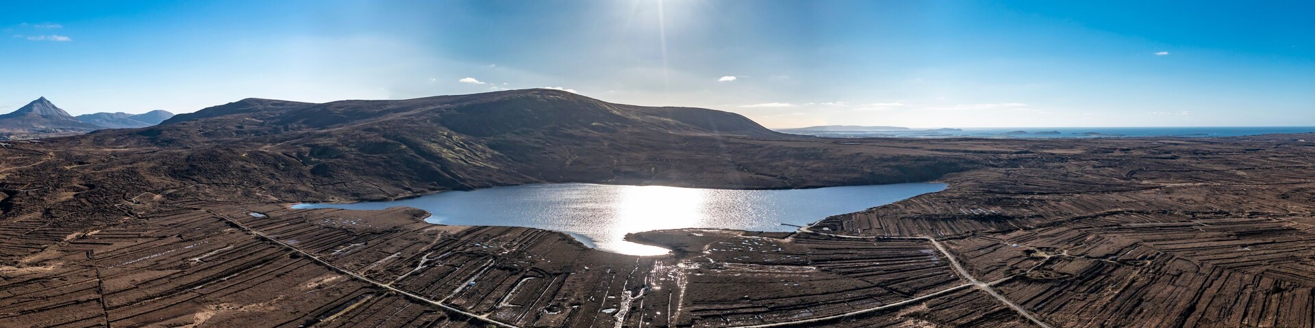 Aerial view of Lough Lagha by Gortahork in County Donegal, Republic of Ireland - Used for drinking water supply