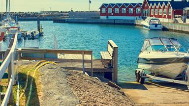 Dive boat on water in sunny weather