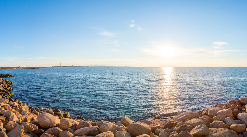 Oresund bridge panoramic view from Malmo city. Bridge goes to Denmark over the North sea