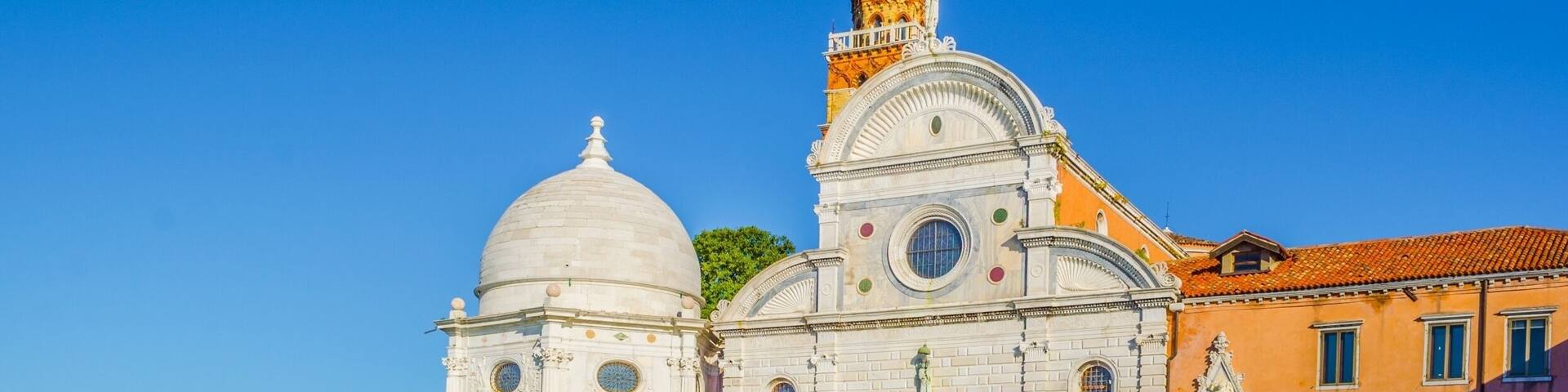 wall of cemetery island of San Michele, Venice, Italy; Shutterstock ID 416974408