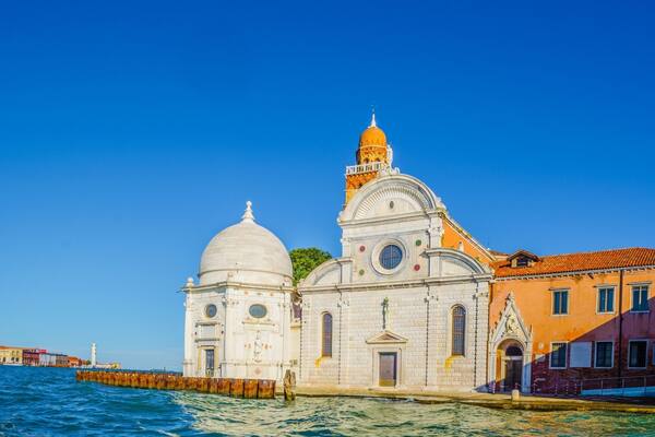 wall of cemetery island of San Michele, Venice, Italy; Shutterstock ID 416974408