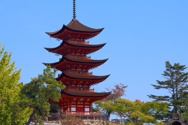 Five-Story Pagoda featuring a temple or place of worship