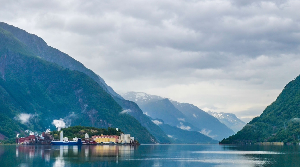 Beautiful shot of buildings in Odda, Ullensvang Municipality, Norway