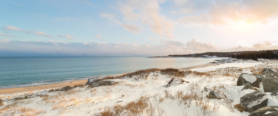 Ocean shore on a winter day