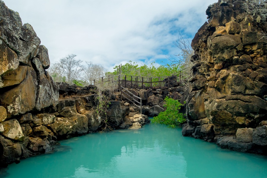 Beautiful landmark Las Grietas is a geological canyon formation in Galapagos Islands at Santa Cruz, Puerto Ayora; Shutterstock ID 403211128; purchase_order: -; Order: -; client: -; job: -