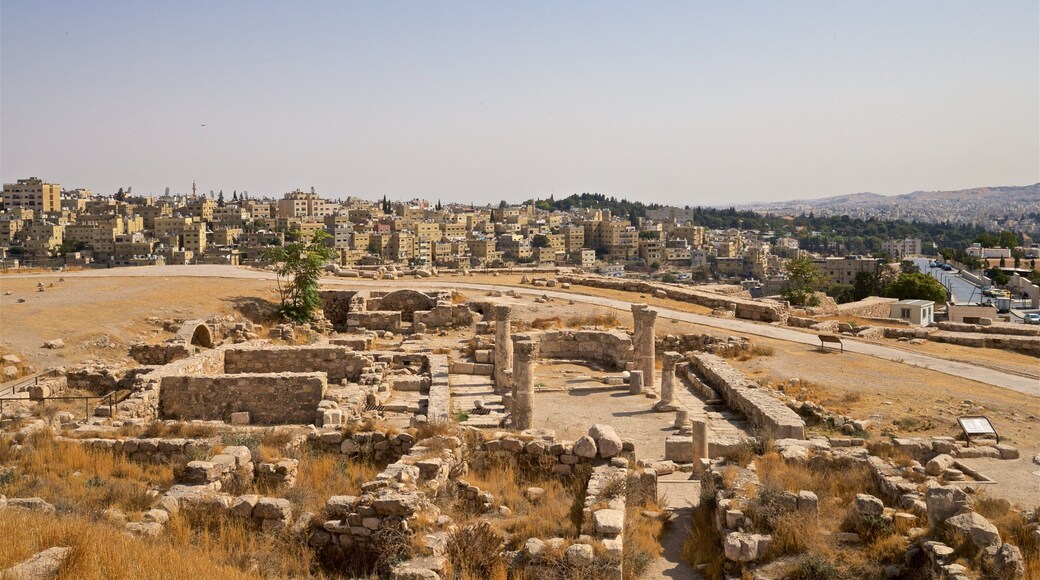 Amman Citadel featuring building ruins, landscape views and heritage elements