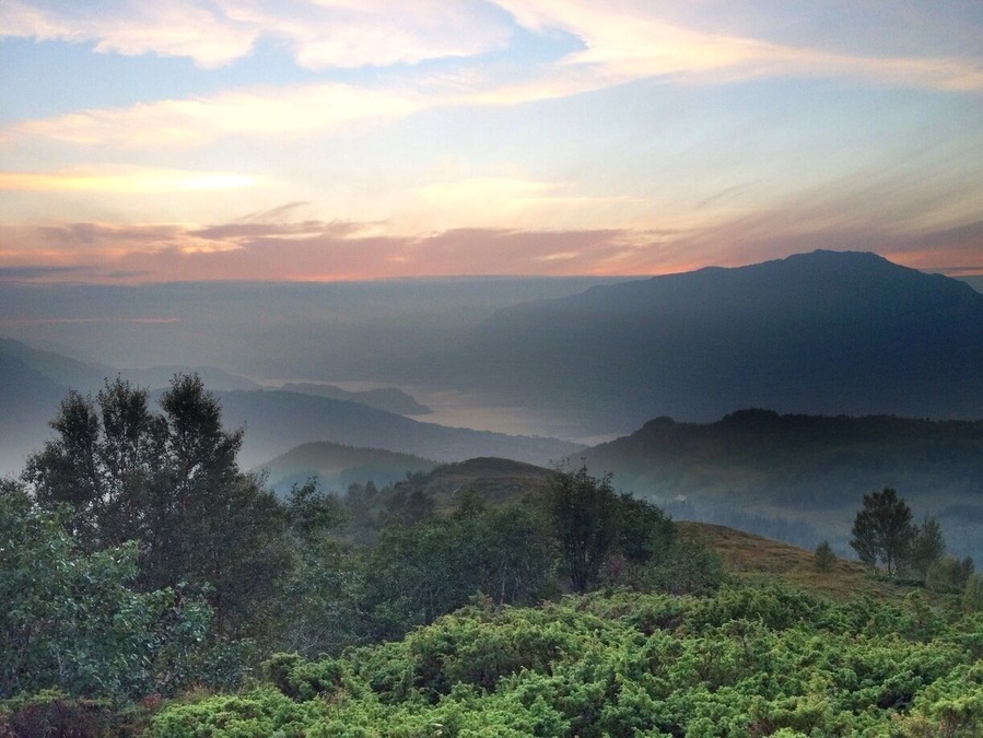 Grøneholten above a foggy Dalsfjorden.