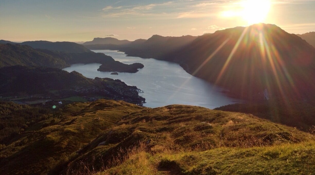 Standing 582 metres above sea level you'll get a good view of Dalsfjorden.
