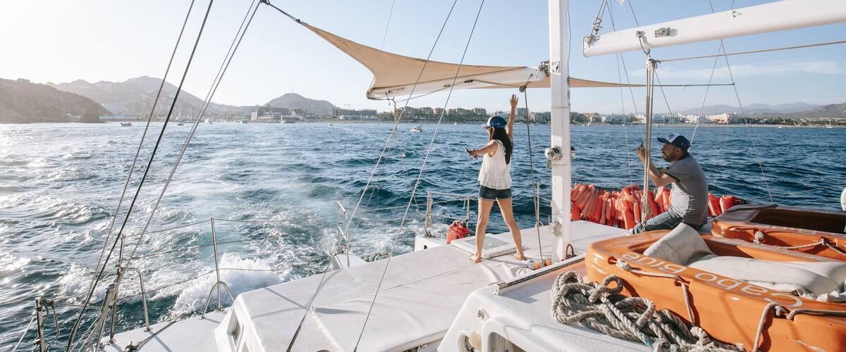 Cabo San Lucas Bay featuring boating and general coastal views as well as a couple