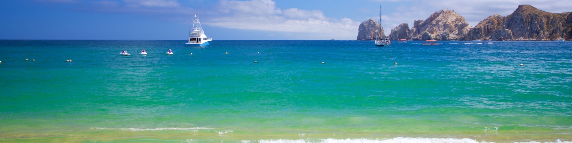 San Lucas Bay showing general coastal views and a sandy beach