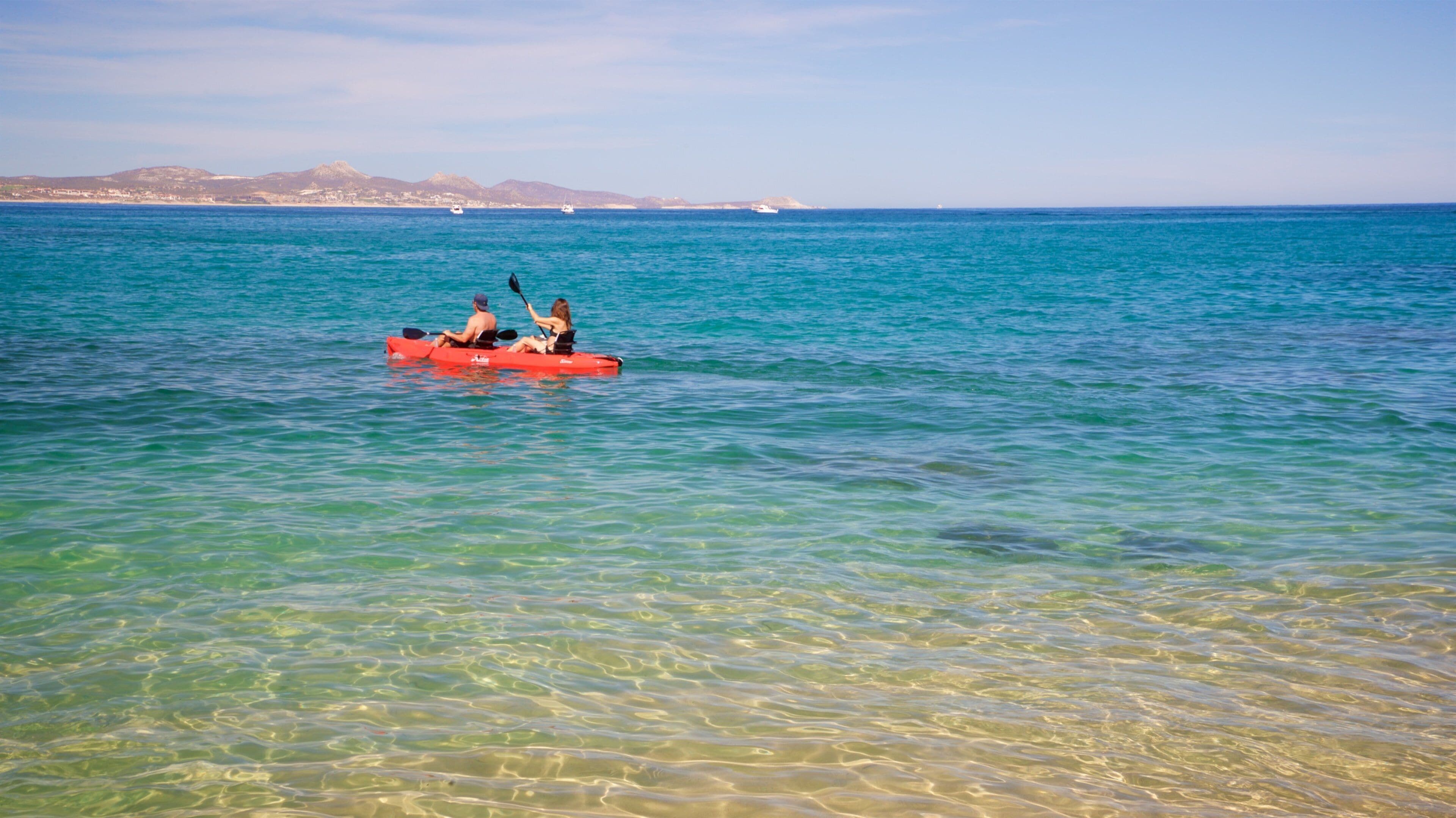 Palmilla Beach which includes kayaking or canoeing and general coastal views as well as a couple