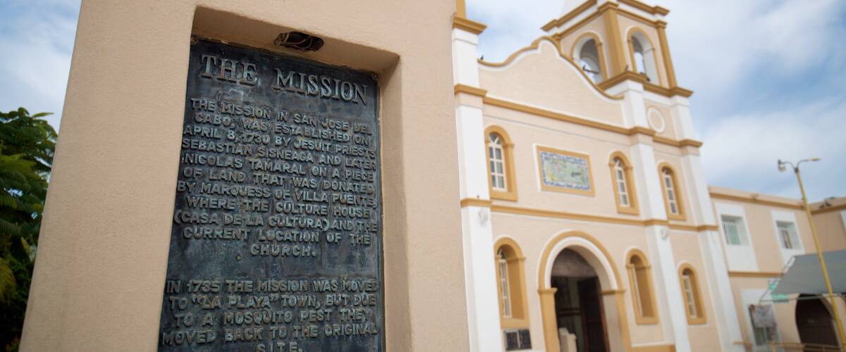 Mission of San Jose showing signage and a church or cathedral