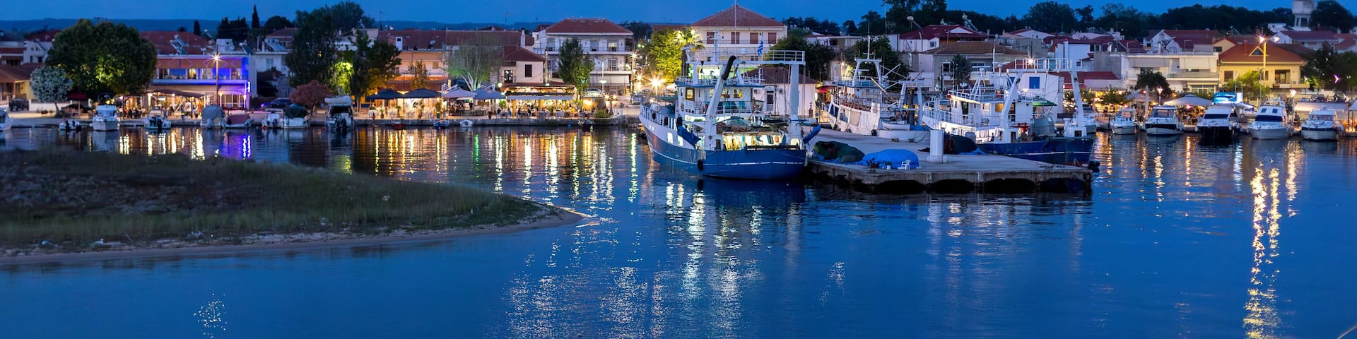 Keramoti, Greece evening view, port and town