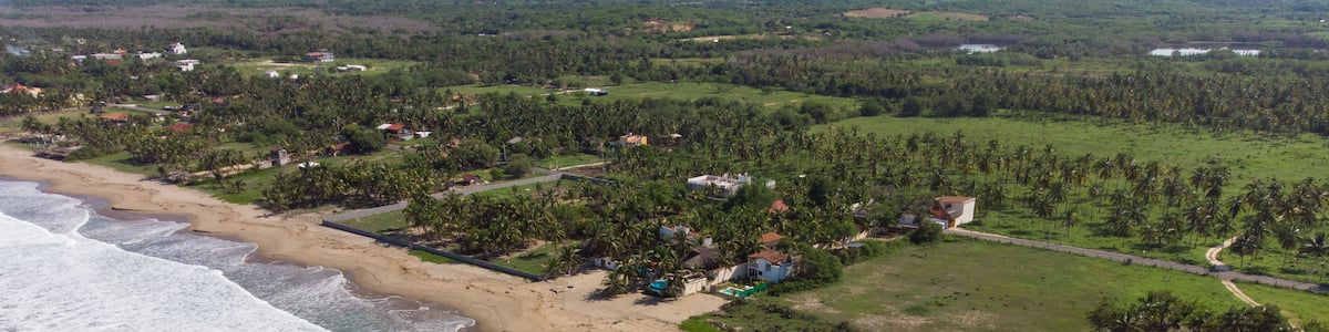 Aerial View of White Beach in "Barra de Potosi" in Guerrero Mexico
