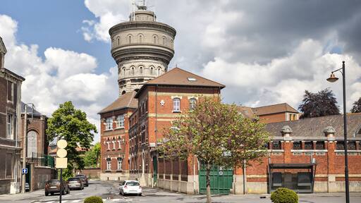View of the old water tower from a square in front of the Museum of Art, Valenciennes, France; Shutterstock ID 203826274; Purchase Order: -
