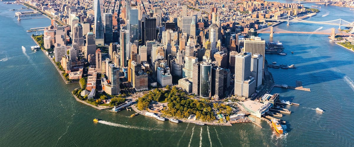 Aerial view of lower Manhattan New York City