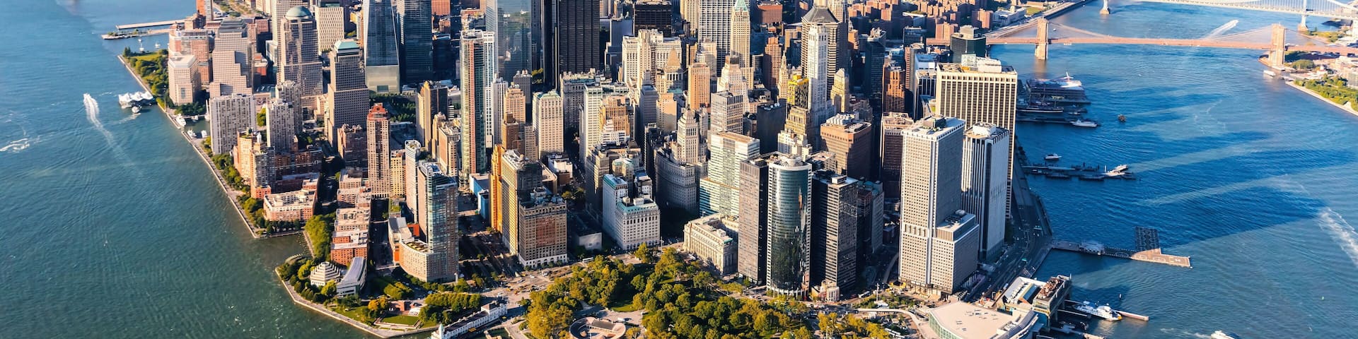 Aerial view of lower Manhattan New York City