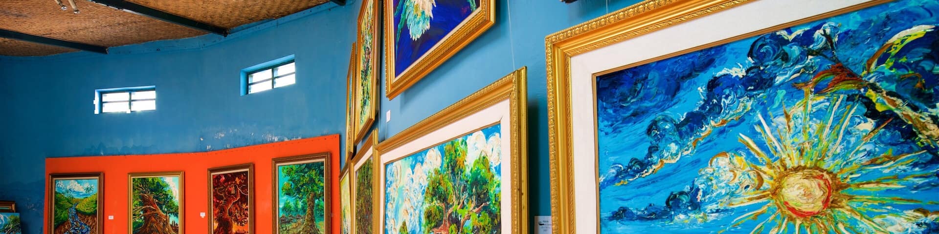 Affandi Museum showing interior views and art