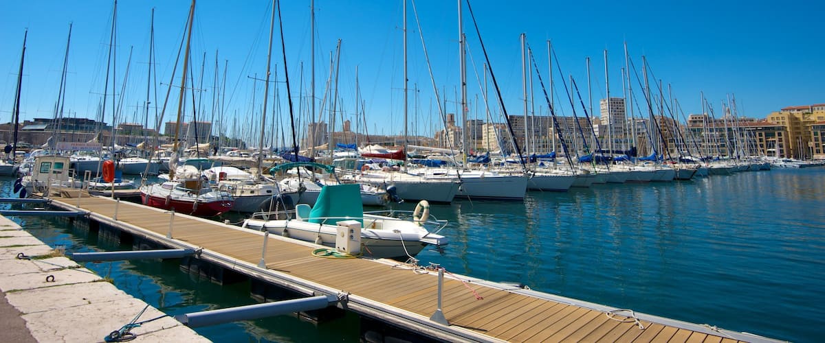Marseille which includes a marina and boating