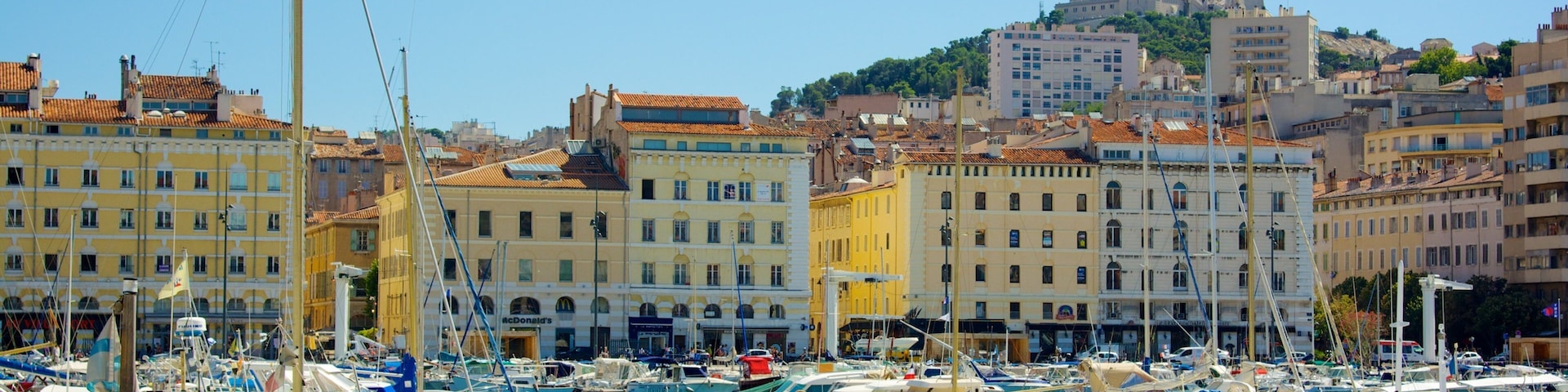 Vieux Port mostrando uma marina e canoagem
