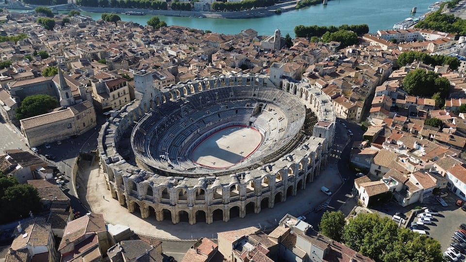 drone photo Arles Arena, arènes d'Arles France Europe
