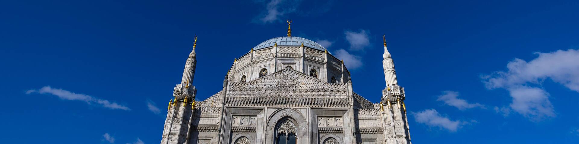 Interior detail from Pertevniyal Valide Sultan Mosque, a 19th century Ottoman imperial mosque located in Aksaray, Istanbul, Turkey.