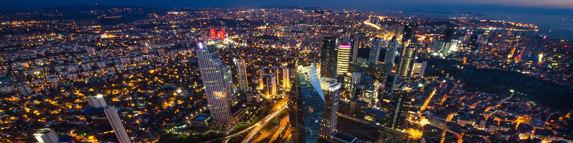 Night panoramic view of Istanbul, Turkey
