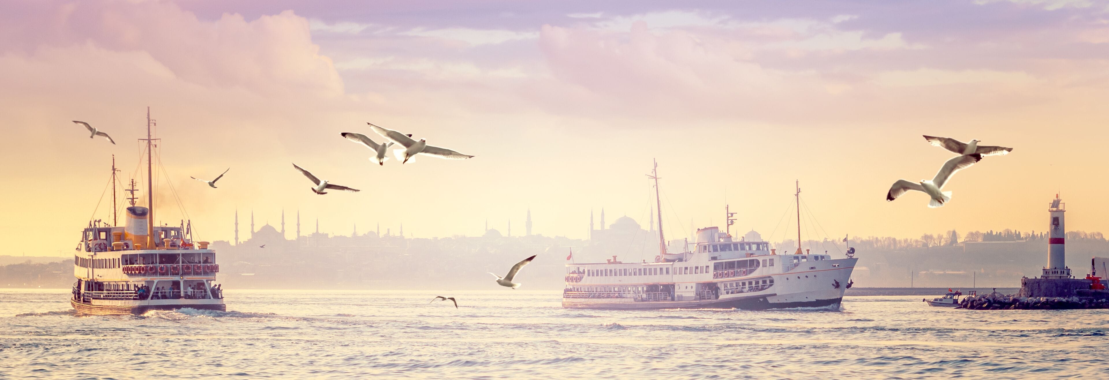 Panorama of Istanbul in sunset.