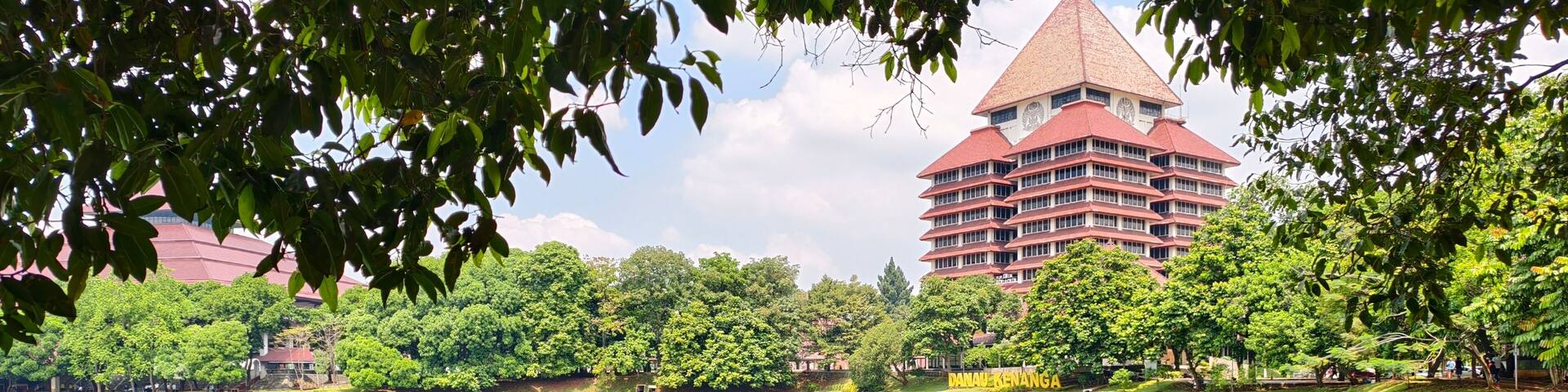 the Rectorate Building of the University of Indonesia (Universitas Indonesia or UI) in Depok, West Java, Indonesia. Kenanga Lake