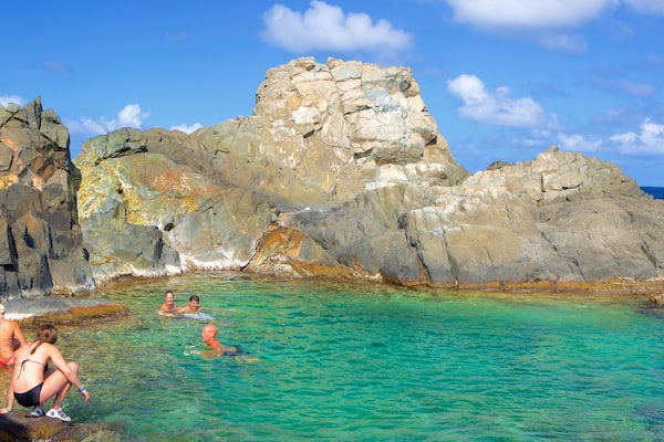 Conchi Natural Pool mettant en vedette vues littorales aussi bien que petit groupe de personnes