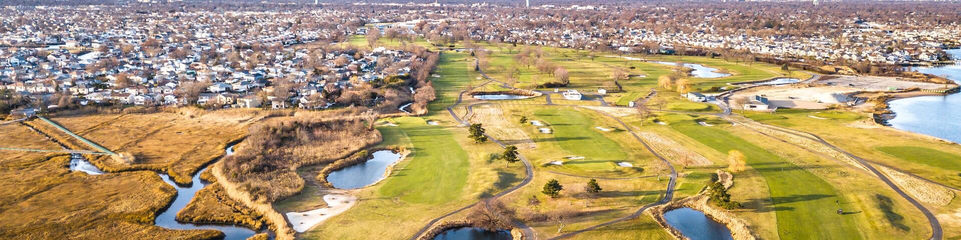 Aerial South Shore Long Island During Sunset