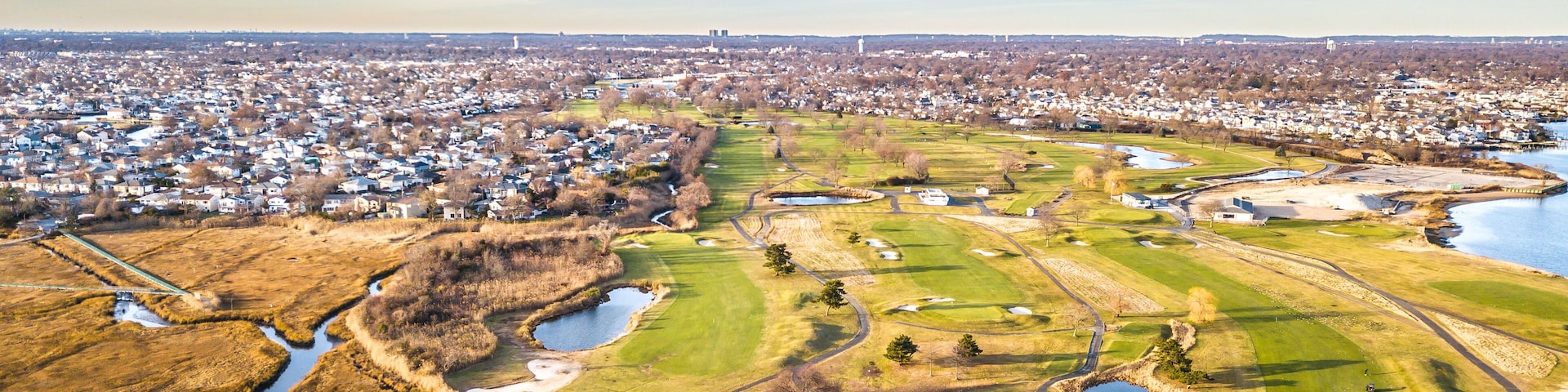 Aerial South Shore Long Island During Sunset